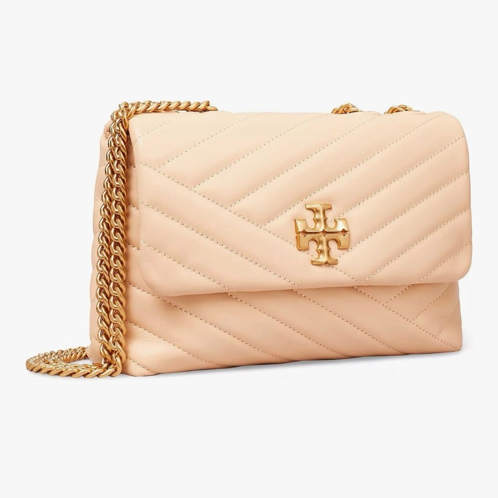 Tory Burch Quilted Cream Shoulder Bag with Gold Chain
